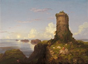 Italienische Küstenszene mit Ruinenturm von Thomas Cole