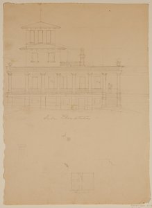 Seitenansicht der vorgeschlagenen Villa in Catskill