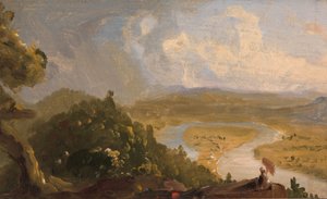 Skizze für Blick vom Mount Holyoke, Northampton, Massachusetts, nach einem Gewitter (The Oxbow) von Thomas Cole