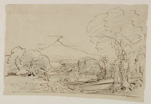 Vulkan, See, Figur beim Jagen, 1846-47 von Thomas Cole