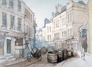 Bread Street Hill und St Nicholas Olave Kirchhof, City of London, ca. 1850 von Thomas Colman Dibdin