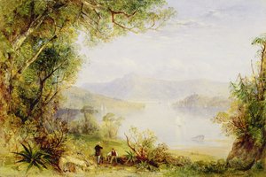 Ansicht am Hudson River, ca. 1840-45 von Thomas Creswick