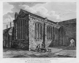 Nordostansicht der Kapelle der Heiligen Dreifaltigkeit, Leadenhall, London, 1825