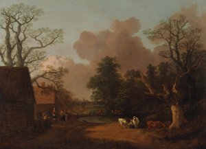 Landschaft mit Milchmädchen, zwischen 1754 und 1756 von Thomas Gainsborough