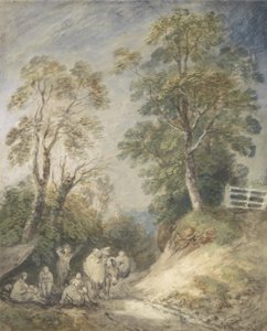 Bewaldete Landschaft mit Zigeunerlager von Thomas Gainsborough