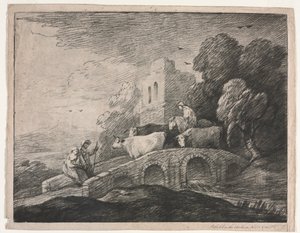 Waldlandschaft mit Viehtreibern, 1779-1780 von Thomas Gainsborough