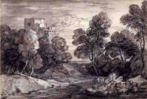 Waldlandschaft mit Schloss