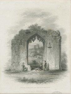 Burg Dudley - Der Bergfried: Radierung (vignettierte), undatiert [?19. Jahrhundert] von Thomas Garner
