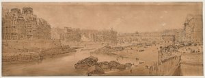 Eine Auswahl von zwanzig der malerischsten Ansichten in Paris: Blick auf die Stadt mit dem Louvre vom Pont Marie aus von Thomas Girtin
