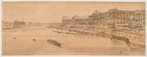 Eine Auswahl von zwanzig der malerischsten Ansichten in Paris: Ansicht des Louvre und der Brücke der Tuillerien vom Pont Neuf aus von Thomas Girtin
