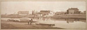 Eine Auswahl von zwanzig der malerischsten Ansichten in Paris: Ansicht des Palastes & Dorfes Choisi am Ufer der Seine von Thomas Girtin