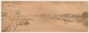 Eine Auswahl von zwanzig der malerischsten Ansichten in Paris: Blick auf die Tuillerien und die Brücke, aufgenommen von der Pont de la Concorde von Thomas Girtin