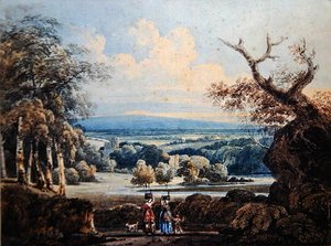Ansicht von Arundel Castle mit Landfrauen im Vordergrund, ca. 1796 von Thomas Girtin