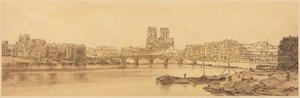 Ansicht der Pont de la Tournelle und Notre Dame vom Arsenal: Pl.11 von Thomas Girtin