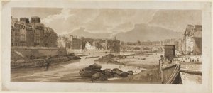Ansicht der Stadt mit dem Louvre, etc., vom Pont Marie aus, aus Eine Auswahl von zwanzig der malerischsten Ansichten in Paris von Thomas Girtin