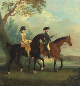 Marcia Pitt und ihr Bruder George Pitt, später zweiter Baron Rivers, reiten im Park von Stratfield Saye House, Hampshire von Thomas Gooch