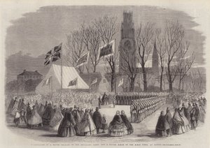 Übergabe einer Silbernen Trompete an das Artilleriekorps und eines Silbernen Signalhorns an das Schützenkorps in Boston von Thomas Harrington Wilson