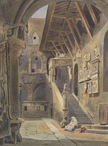 Hof des Bargello, Florenz, 1839 von Thomas Hartley Cromek