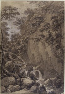 Sir George Beaumont und Joseph Farington malen einen Wasserfall, 1777 von Thomas Hearne