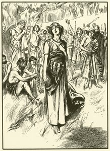 Königin Boadicea und ihre Soldaten (Gravur)