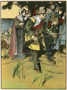Die Pilgerväter betreten die Neue Welt von Thomas Heath Robinson