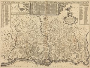 Eine Karte des verbesserten Teils von Pennsylvania in Amerika, unterteilt in Grafschaften, Gemeinden und Grundstücke