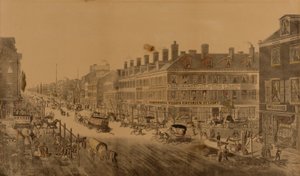 Broadway, New York, 1836 (Zeigt Webbs Emporium des Lichts) von Thomas Horner