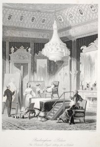 Buckingham Palace - Die Prinzessin Royal sitzt für ein Porträt, aus London Interiors mit ihren Kostümen und Zeremonien, veröffentlicht von Joseph Mead, London, ca. 1843