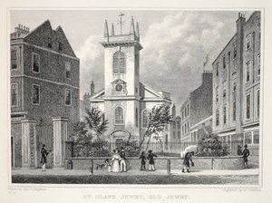 Kirche St. Olave Jewry, Old Jewry, aus London und seine Umgebung im neunzehnten Jahrhundert, veröffentlicht von Jones und Co., 1827-1829