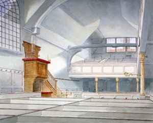 Innenansicht der Kirche St. Bartholomew-the-Great, Smithfield, City of London, 1821 von Thomas Hosmer Shepherd