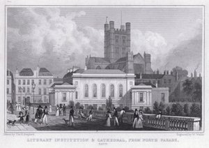 Literarische Institution und Kathedrale, von North Parade, Bath