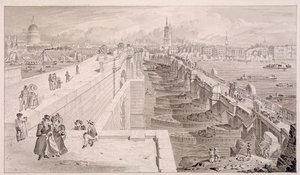 London Bridge alt und neu, London von Thomas Hosmer Shepherd