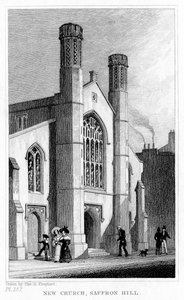 Neue Kirche, Saffron Hill, Camden, London, 19. Jahrhundert von Thomas Hosmer Shepherd