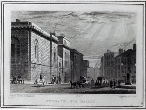 Newgate-Gefängnis und das Old Bailey, graviert von Robert Acon, 1831 von Thomas Hosmer Shepherd