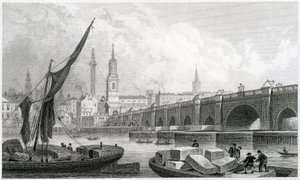 Alte London Bridge, von Southwark, 1829 von Thomas Hosmer Shepherd