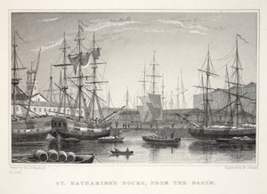 St Katherine Docks, vom Becken aus, Tower, aus 