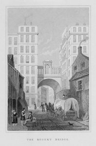 Die Regent-Brücke, Edinburgh, graviert von Thomas Barber, 1829