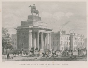 Triumphbogen und Statue des Herzogs von Wellington, Constitution Hill, Hyde Park, London von Thomas Hosmer Shepherd