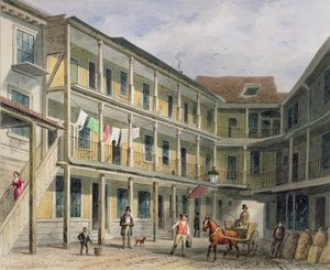 Ansicht des Blue Boar Inn Hofes, Nr. 30 Aldgate, ca. 1850