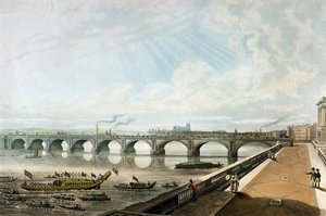 Blick auf die Waterloo-Brücke vom Ostende der Somerset House Terrasse von Thomas Hosmer Shepherd