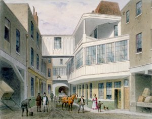 Ansicht des Cross Keys Tavern, Wood Street, City of London, ca. 1850