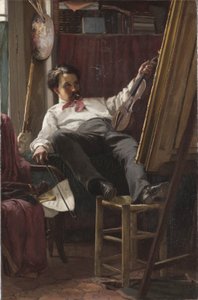 Selbstporträt des Künstlers in seinem Atelier von Thomas Hovenden