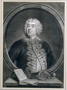 Porträt von Francesco Bernardi Senesino, einem sienesischen Kastraten, graviert von Alexander van Haecken, 1735 von Thomas Hudson