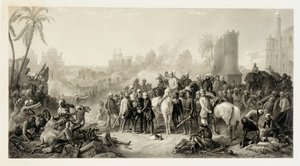 Die Befreiung von Lucknow und das triumphale Treffen von Havelock, Outram und Sir Colin Campbell, 1862 von Thomas Jones Barker