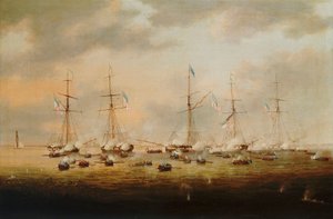 Britische und amerikanische Kanonenboote im Einsatz auf dem Lake Borgne
