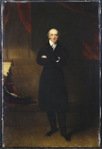 Porträt von George Canning, ganzfigur, stehend, einen schwarzen Mantel tragend, mit verschränkten Armen von Thomas Lawrence