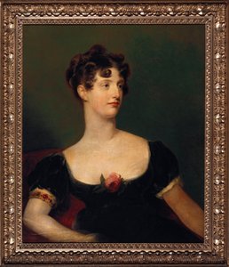 Porträt von Lady Beresford, sitzend, halblang in einem schwarzen Kleid mit einer Rose verziert von Thomas Lawrence