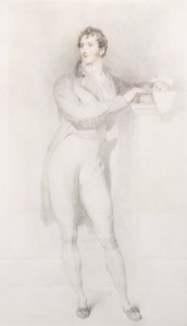 Porträt von Sir Francis Burdett, Bart, kleine Ganzfigur, stehend neben einem Kamin, ca. 1796