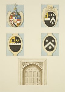 Wappen und Zwickel über der Tür im Sexton
