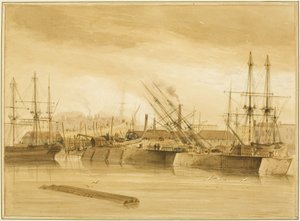 Östlicher Wapping Dock, zeigt die Bark 